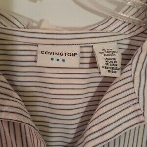 Covington top striped button-down shirt top xl white classic cotton preppy